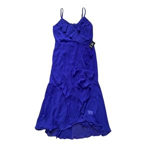NWT Express Cobalt Blue Spaghetti Strap Ruffle Midi Dress S